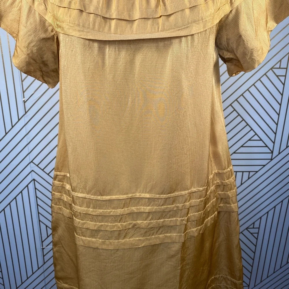 Marc Jacobs Mustard Yellow Silk Ruffle‎ Dress - Picture 3 of 8